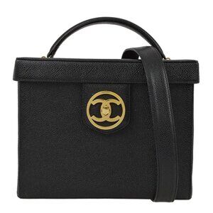 Chanel Black Calfskin Vanity 2way Handbag 162353